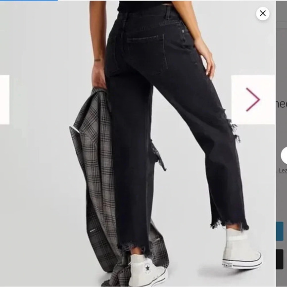 We The Free Maggie Mid Rise Washed Black Distressed Jeans Size 27 - Picture 7 of 13